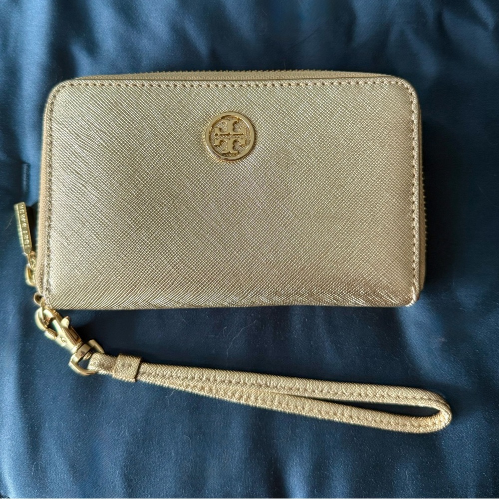 Tory Burch Metallic Gold Wristlet Wallet